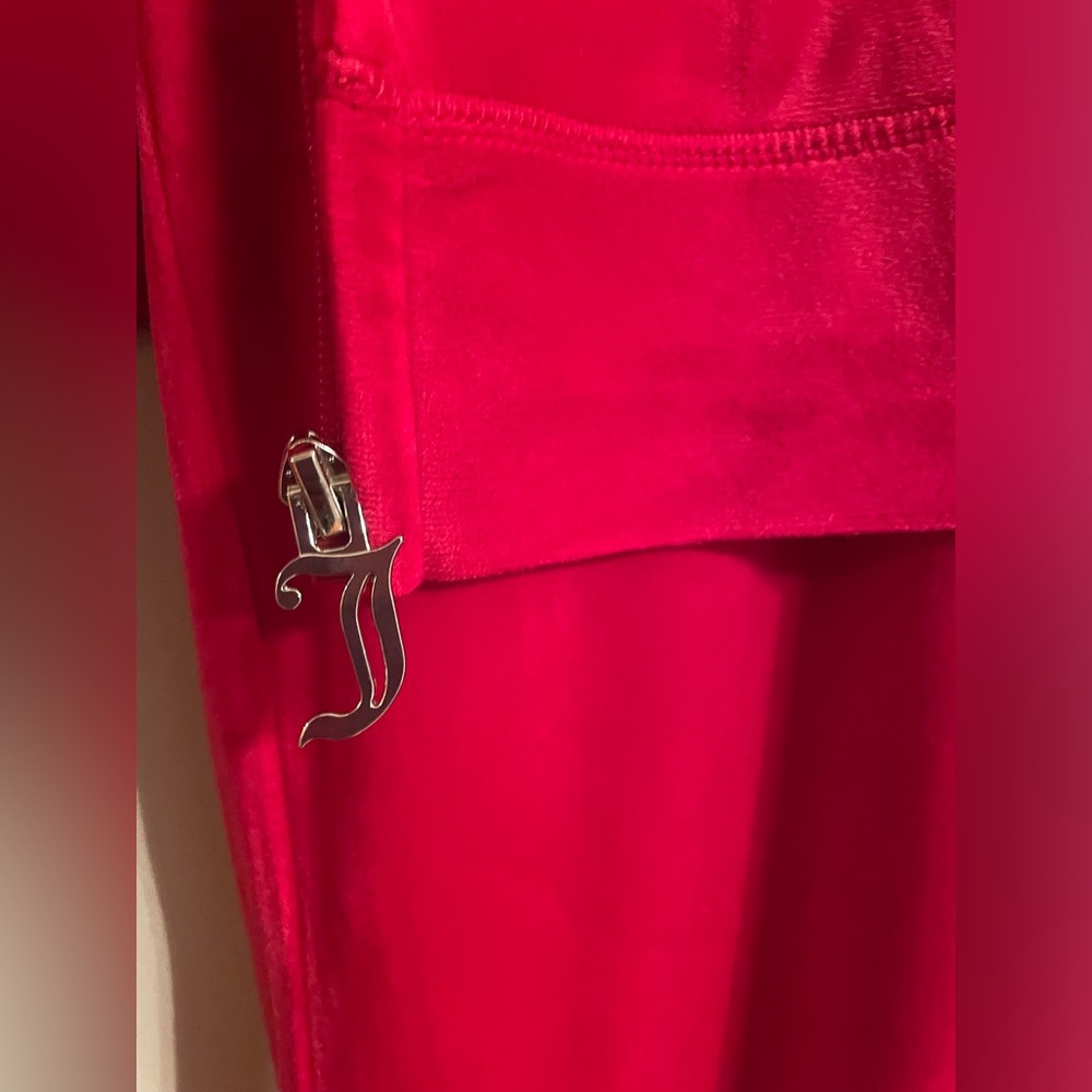 NWT- Juicy Couture Womens Red Party Velour Tracksuit Set Medium Rhinestone - Picture 5 of 14